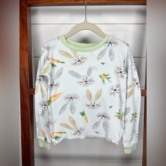 Burt's Bees, 5T, Bunny and Carrot Kids Pajama Set - White, Blue and Green - Picture 2 of 10